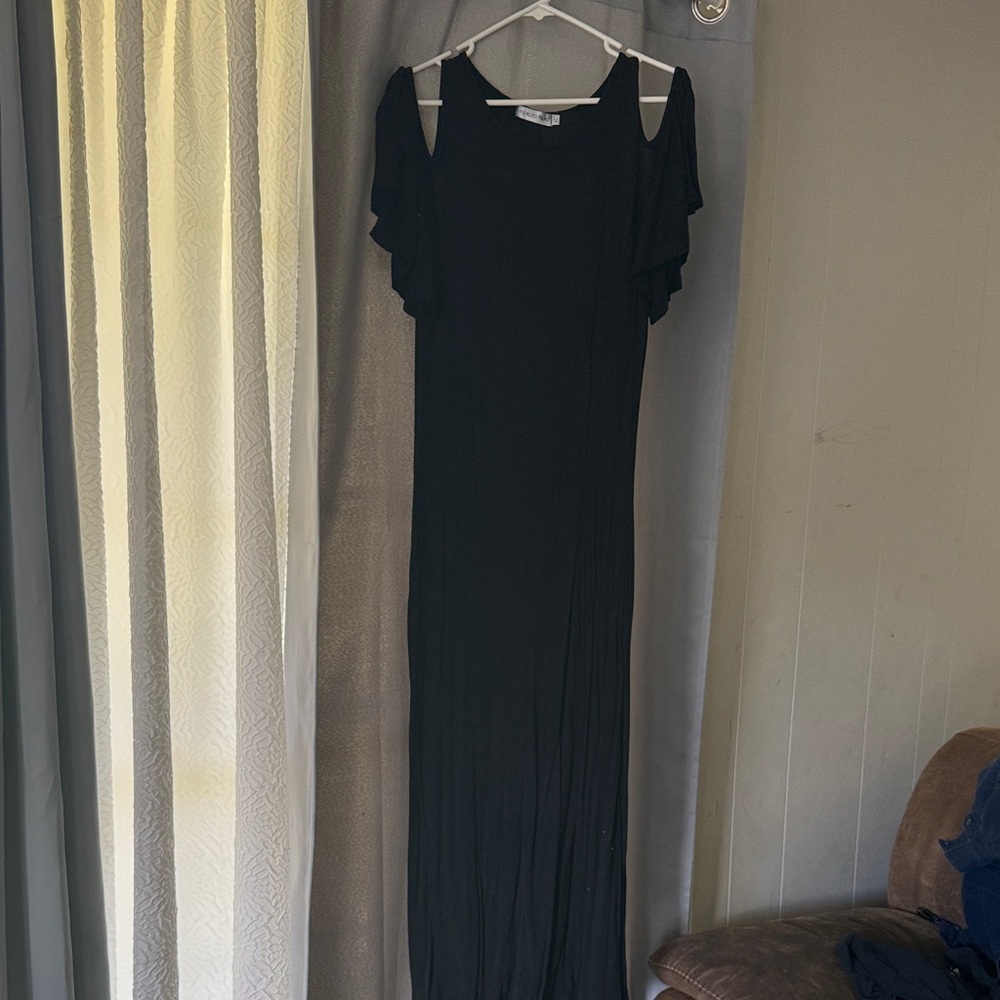 Tickled Teal Black Maxi Dress